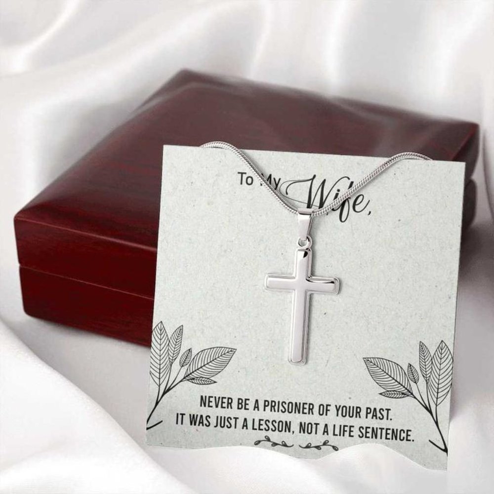 To My Wife Never Be a Prisoner Cross Necklace